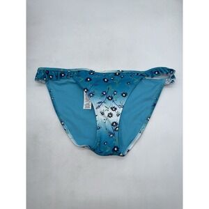 NWT Aerie Abstract Blue Floral Ruffle Side Bikini Tankini Bottoms Size Small